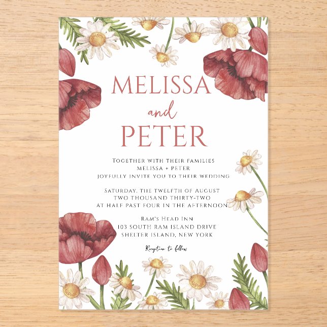 Invitación de boda de flor silvestre (Anverso)