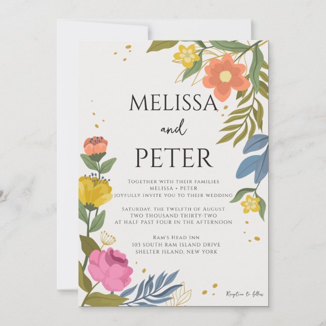 Invitación de Boda de Flor Silvestre (Anverso)
