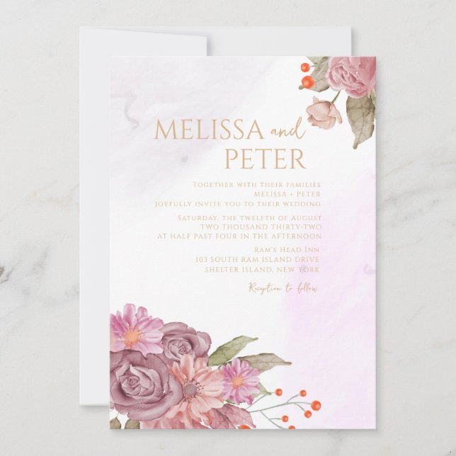 Invitación de boda de flor silvestre (Anverso)