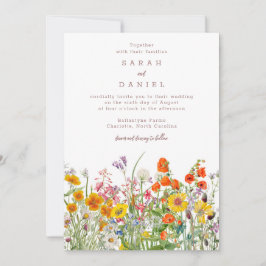 Invitación de boda de flor silvestre
