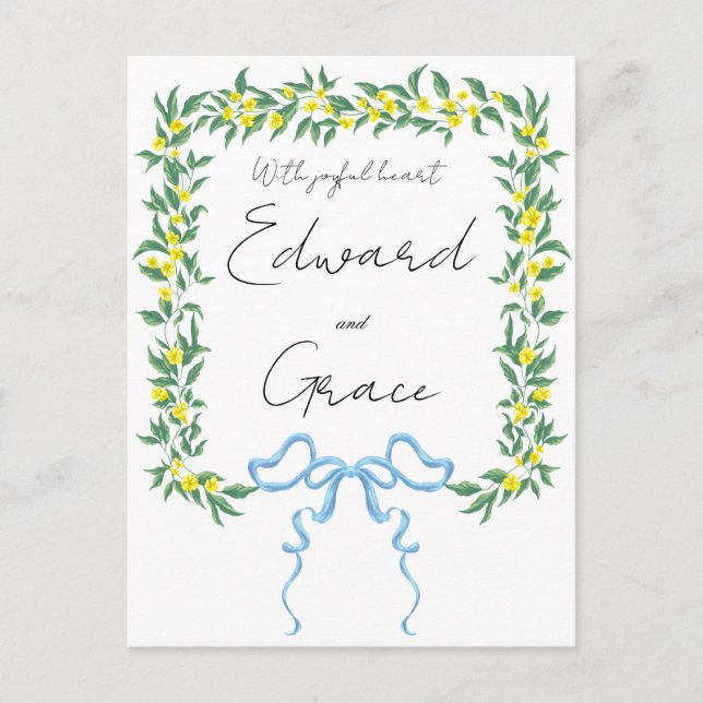 Invitación de boda de flor silvestre amarilla de t (Anverso)