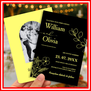 Invitación de Boda de Flor Silvestre Amarillo Mant