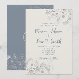 Invitación de boda de flor silvestre azul vincaper