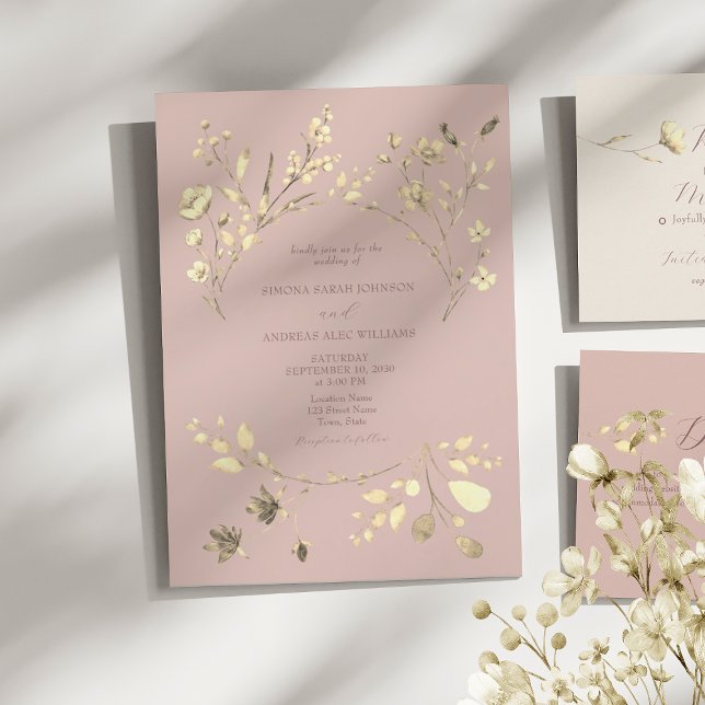 Invitación de boda de flor silvestre de oro sonros (Subido por el creador)