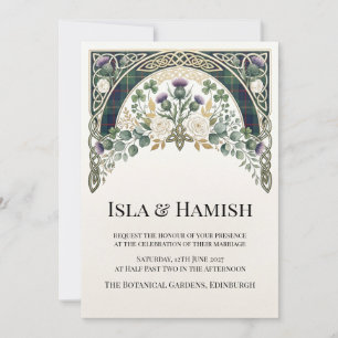 Invitación de boda de flor silvestre escocesa