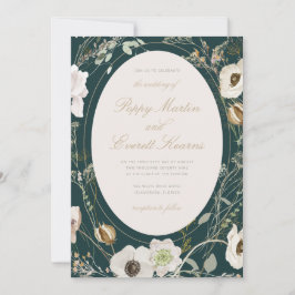 Invitación de boda de flor silvestre esmeralda y c