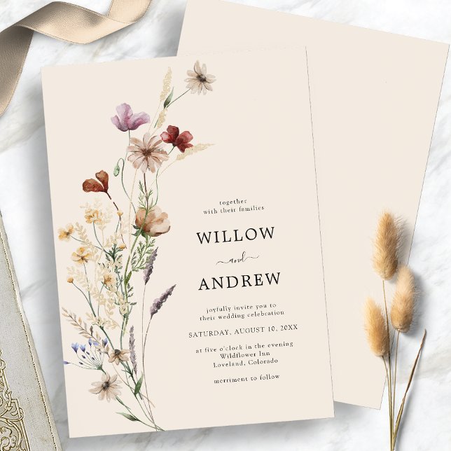 Invitación de boda de flor silvestre rústica (Rustic Wildflower Wedding Invitation
)