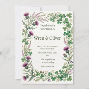 Invitación de Boda de Flor Silvestre Trébol de Esc