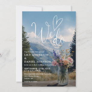 Invitación de Boda de Floral de Montaña en Tarro M