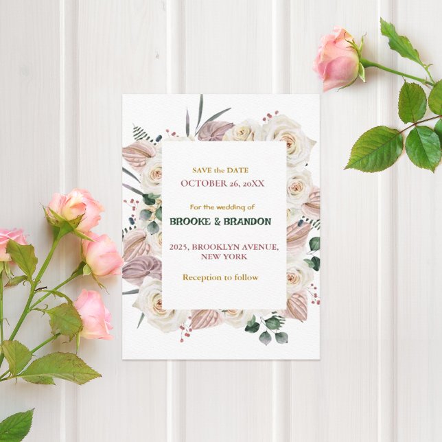 Invitación de boda de florecimiento floral rosa lu (Subido por el creador)