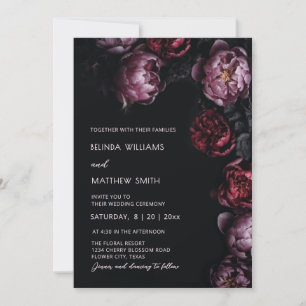 Invitación de Boda de Flores 3D Oscuras y Melancól