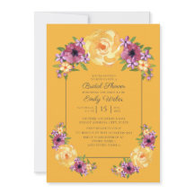 Invitación de boda de flores amarillas mostaza y p