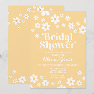 Invitación de boda de flores amarillas retro Daisy
