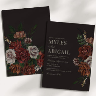 Invitación de boda de flores antiguas y temperamen