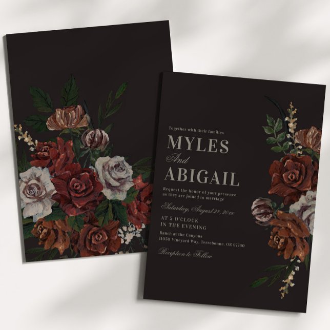 Invitación de boda de flores antiguas y temperamen (Subido por el creador)