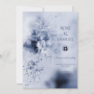 Invitación de Boda de Flores Borrosas Coloridas Az