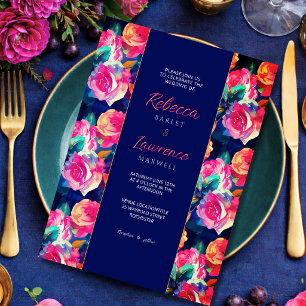 Invitación de boda de flores coloridas con estilo