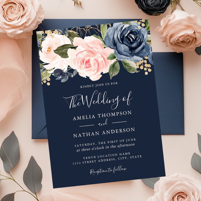 Invitación de boda de flores de acuarela de meloco (Subido por el creador)