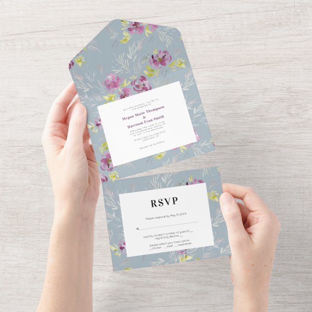 Invitación de boda de flores de acuarela moderna S (desgarro)