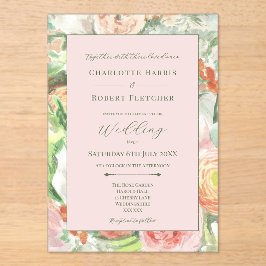 Invitación de boda de flores de acuarela pastel