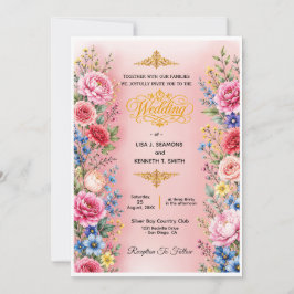 Invitación de boda de flores de acuarela romántica