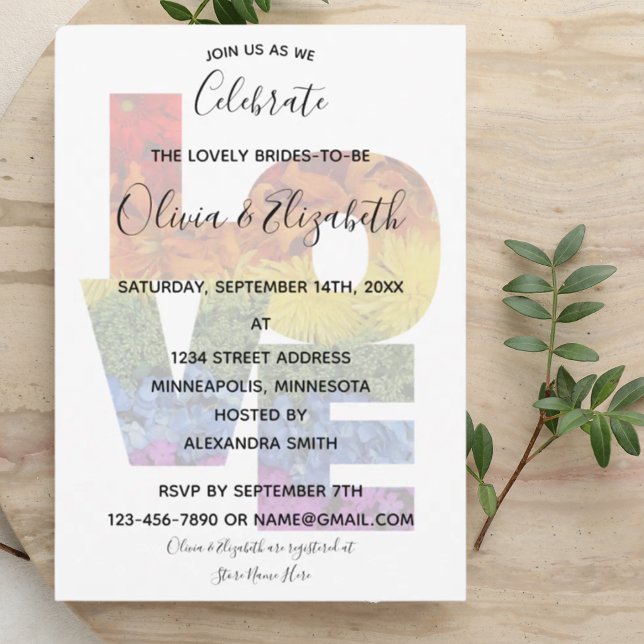 Invitación de boda de flores de amor para novias d (Subido por el creador)