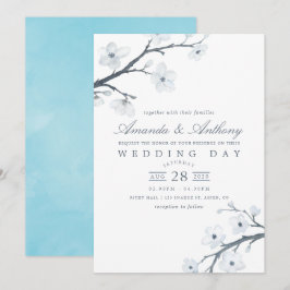 Invitación de boda de flores de cerezo blancas