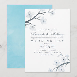 Invitación de boda de flores de cerezo blancas