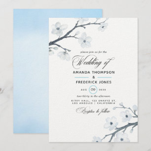 Invitación de boda de flores de cerezo blancas