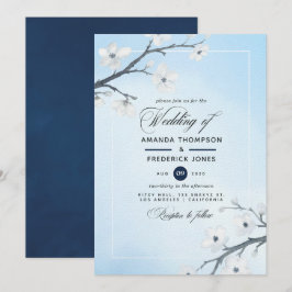 Invitación de boda de flores de cerezo blancas