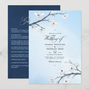 Invitación de boda de flores de cerezo blancas