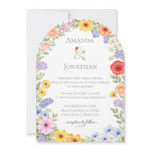 Invitación de boda de flores de jardín con acuarel