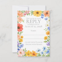 Invitación de boda de flores de jardín con acuarel