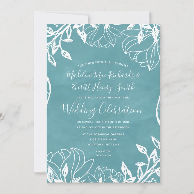 Invitación de boda de flores de primavera editable (Anverso)