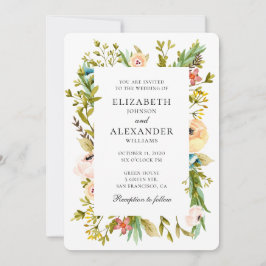 Invitación de boda de flores de verano. Jardín flo