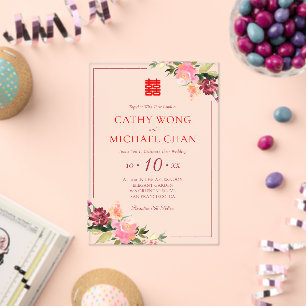 Invitación de boda de flores en acuarela con doble