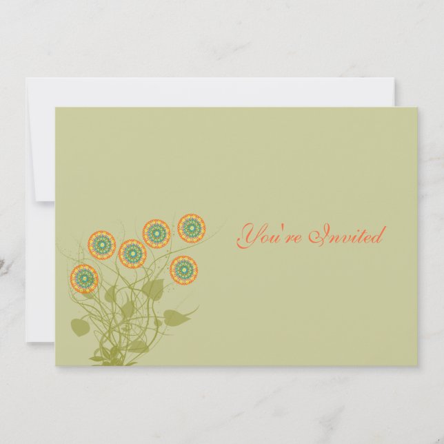 Invitación de boda de flores en círculo (Anverso)