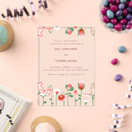 Invitación de boda de flores florales acrílicas
