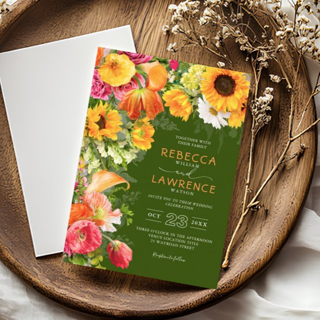 Invitación de boda de flores frescas de primavera  (Subido por el creador)