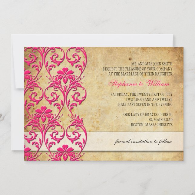 Invitación de boda de flores giratorias rosa calie (Anverso)