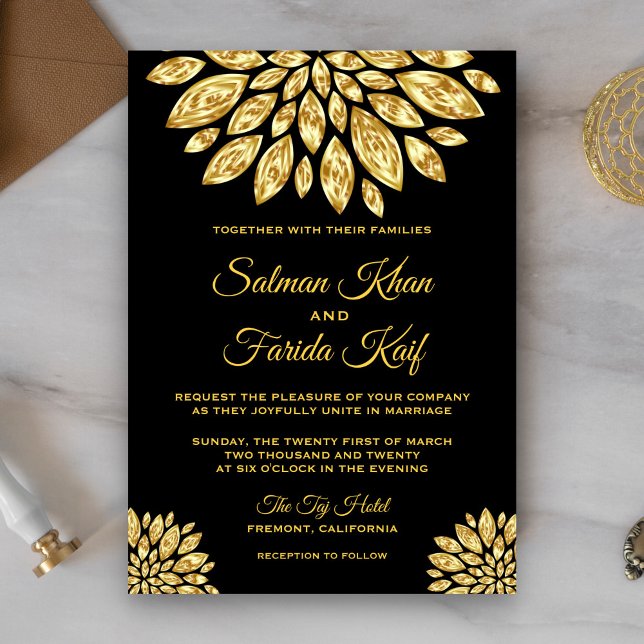 Invitación de Boda de Flores Metálicas Ornamentale (Subido por el creador)