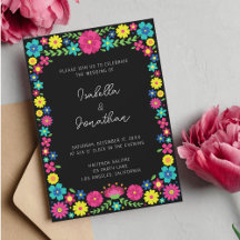 Invitación de boda de flores mexicanas coloridas