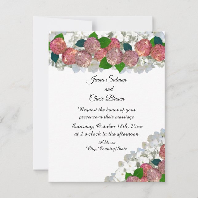 Invitación de boda de flores mixtas de coral y sal (Anverso)