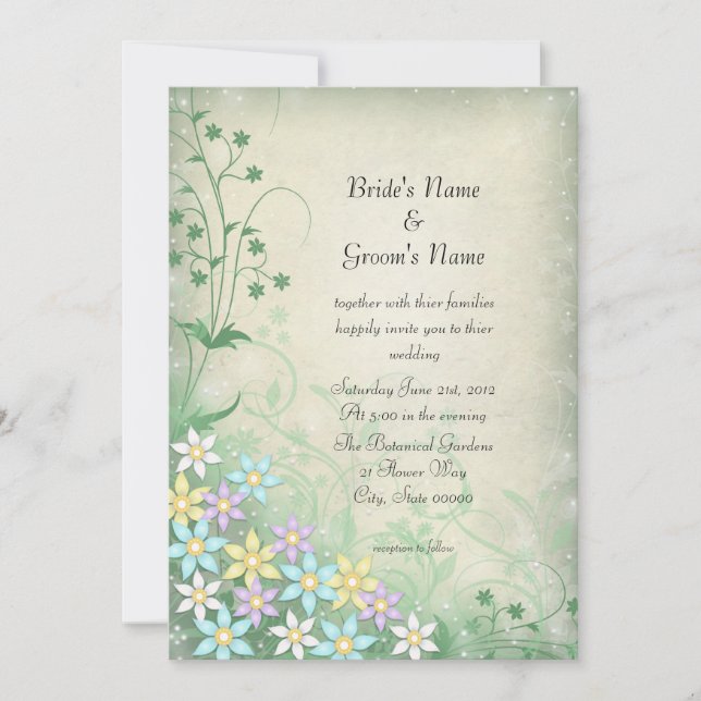 Invitación de Boda de Flores Pastel Soñando con la (Anverso)