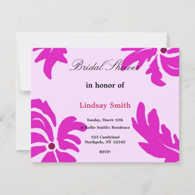 Invitación de boda de flores rosadas con clase (Anverso)