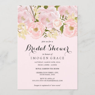 Invitación de boda de flores rosadas Pretty Blush