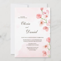 Invitación de boda de flores rosadas rústicas mode