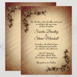 Invitación de boda de flores rústicas profundas