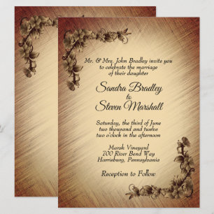 Invitación de boda de flores rústicas profundas