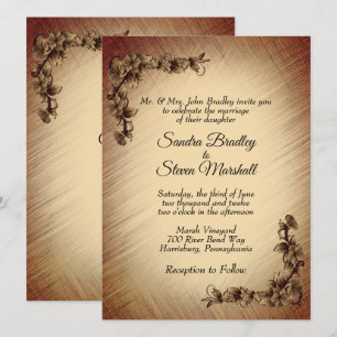 Invitación de boda de flores rústicas profundas